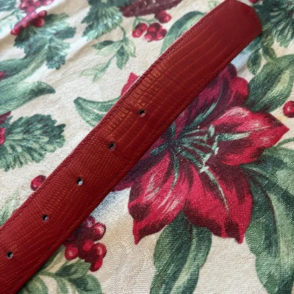 Sandy Duftler vintage red belt with gold XX buckle